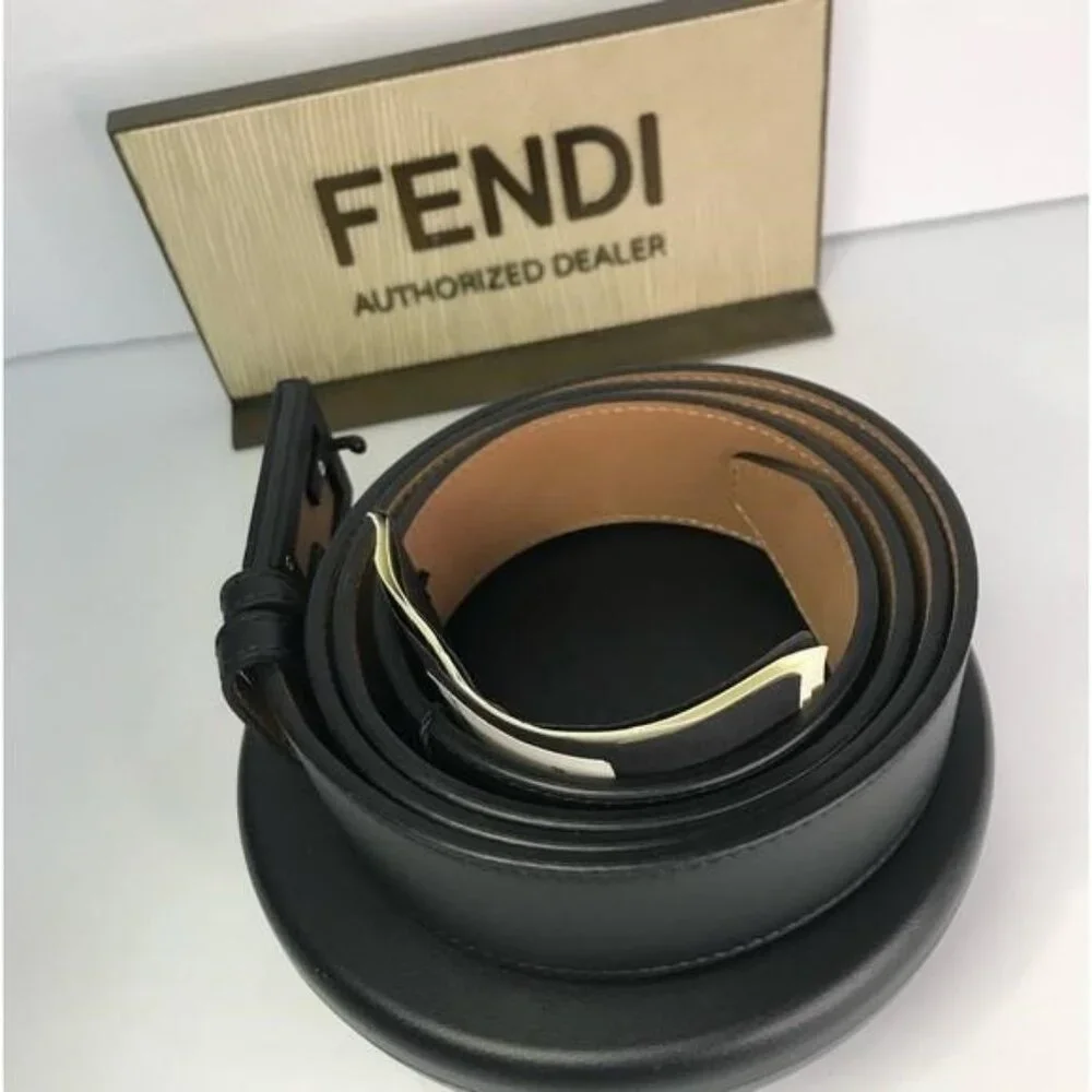 💯 - New Authentic Fendi Baguette FF Logo Buckle Leather Belt